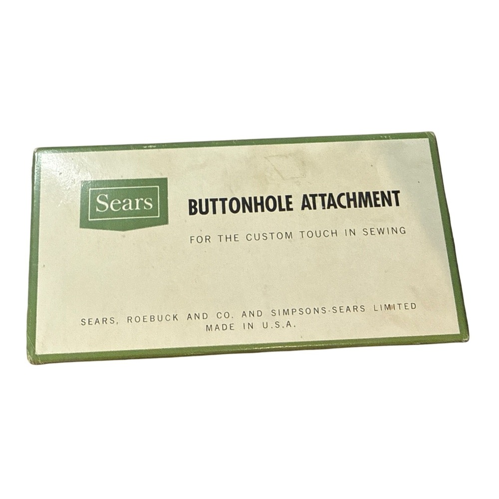 Vintage Sears Kenmore Buttonholer Attachment Guide Plate w/ Case Green
